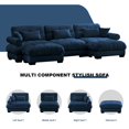 thumbnail image 6 of TUANLUO 130" Oversized U-Shape Sectional Couch for Living Room, Modular Sectional Sofa with Ottoman, Velvet 3-Seater Sofa Tufted Couch with Round Armrests, Blue, 6 of 9