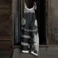 thumbnail image 2 of JULMCOMO Halloween Jumpsuits for Women Plus Size Cotton Linen Black Cat Printed Spaghetti Strap Holiday Overalls Loose Funny Print Jumpsuits Black S, 2 of 5