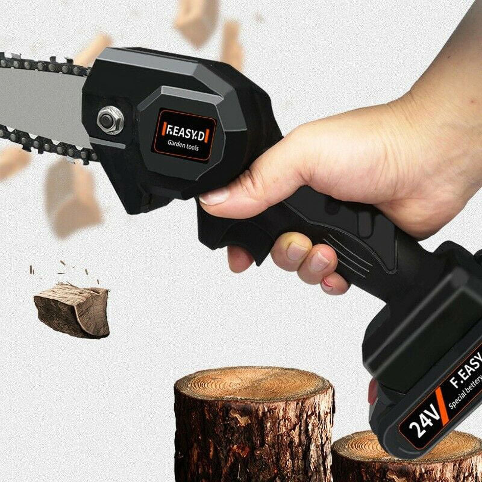 4-Inch Cordless Electric Chainsaw with Rechargeable Battery Portable Handheld Electric Saw for Tree Branch Wood Cutter