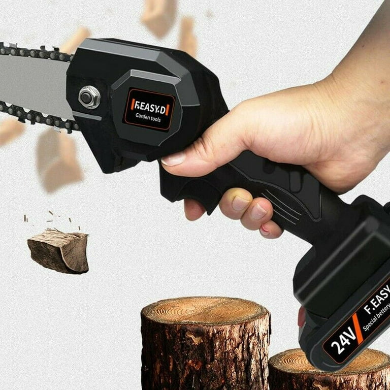 4-Inch Cordless Electric Chainsaw with Rechargeable Battery Portable  Handheld Electric Saw for Tree Branch Wood Cutter