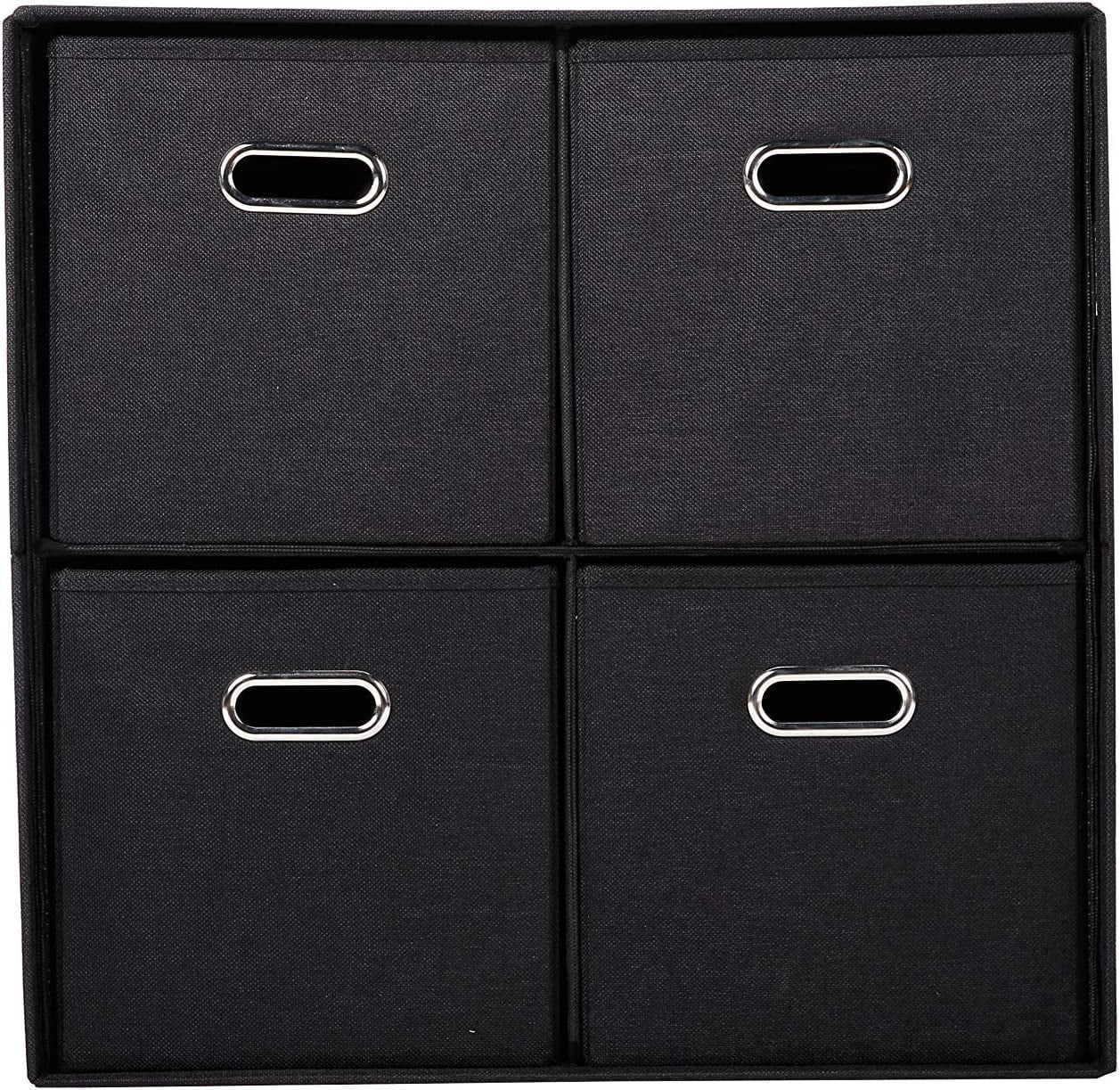 BirdRock Home Navy Linen Cube Organizer Shelf with 4 Storage Bins -  Collapsible Bedroom Fabric Shelves and Cubes - Bed Bath & Beyond - 33828486