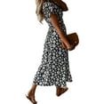 thumbnail image 3 of LilyLLL Womens Sunflower Print Sundress Short Sleeve V Neck Wrapped Maxi Dress, 3 of 5