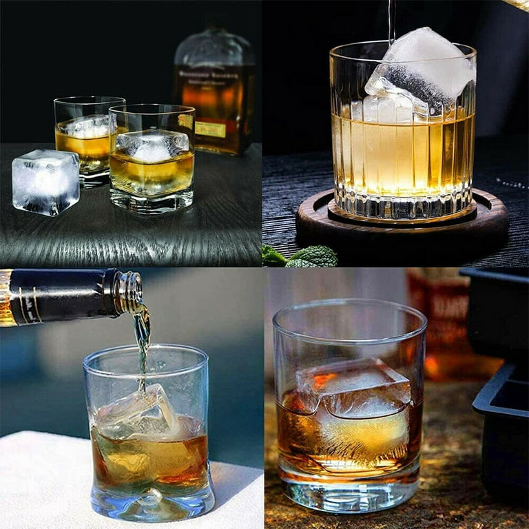2PACK Ice Maker Large Cube Square Tray Molds Whiskey Ball Cocktails  Silicone Big