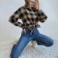 thumbnail image 6 of ClodeEU Womens Flannel Plaid Shirt,Button Down Long Sleeve Shacket Jacket ,Casual Fall Loose Collared Blouses Tops Yellow,Womens Plus M, 6 of 9