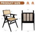 thumbnail image 2 of Folding Dining Chairs Set Of 2, Bamboo Folding Chair With Rattan Backrest & Seat, Sturdy Rubber Bamboo Frame, Arm Accent Chairs For Living Room, Kitchen, Wedding Party, No Assembly | Black Color, 2 of 9