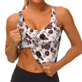 thumbnail image 4 of Haiem Retro Red Black Roses Pattern Womens Sports Bra - U Neck Padded Low Impact Yoga Bra Workout Crop Top Gym Moisture-Wicking Workout Vest -Medium, 4 of 9