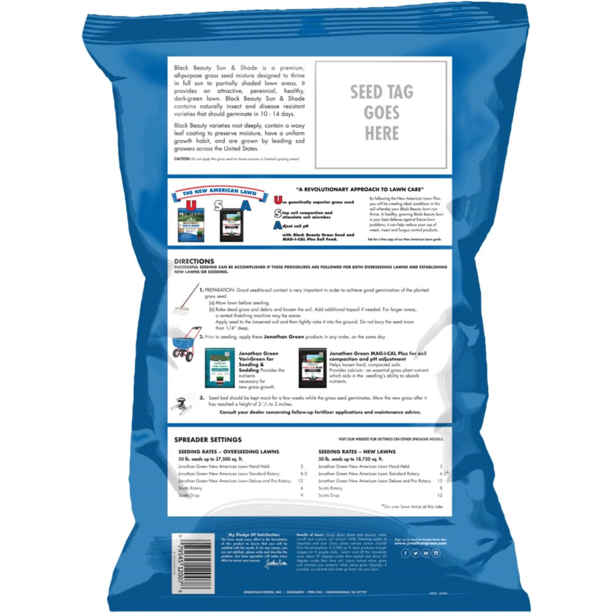 Jonathan Green Black Beauty Sun & Shade Grass Seed - Disease-Resistant - 50 lb