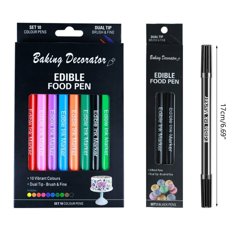  Food Coloring Markers, Double Sided Food Coloring Pens with  Fine & Thick Tip, Edible Gourmet Writer Food Grade Decorator Pens for  Decorating Cookies, Cakes, Fondant, Desserts, Easter Eggs Writing 