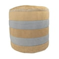 thumbnail image 6 of Laddha Home Designs 16" Beige and Gray Farmhouse Striped Handmade Round Pouf Ottoman, 6 of 8
