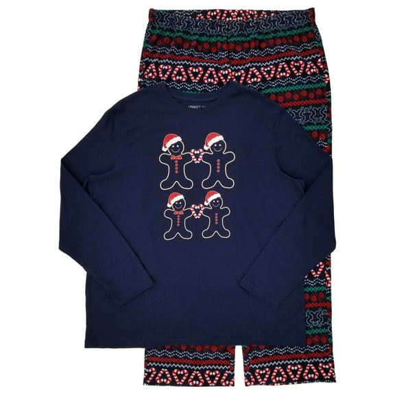 Mens 2-Piece Gingerbread Man Candy Cane Christmas Sleepwear Pajama Set XL