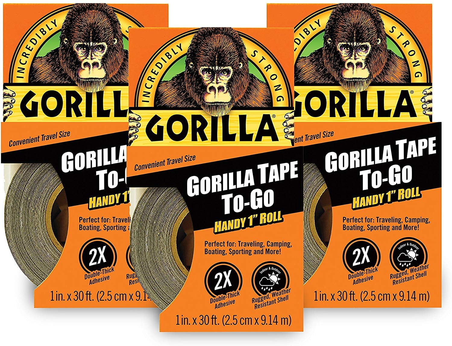 NEW Gorilla Tape TO-GO Handy 1/" Roll Thick Travel Camping Boating Sport 30 ft L