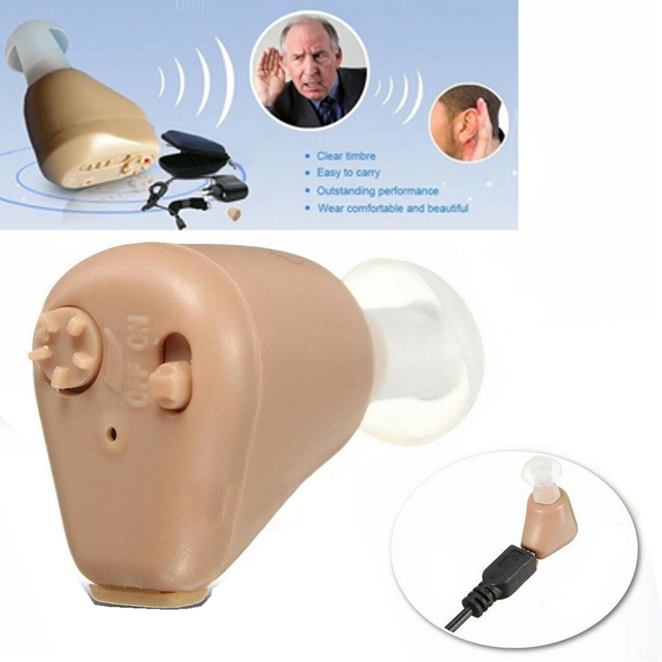 Hearing Assist Rechargeable Digital Hearing Aid Adjustable Volume Mini