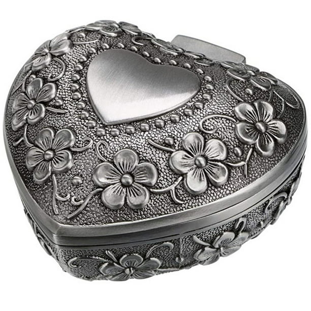 Joyería antigua Case de joyería de viaje Anillos de la forma del corazón Organizador de joyería