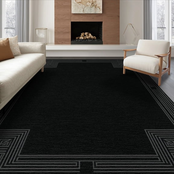ODIKA 8'x10' Washable Area Rug Alfombras Subtle Symmetrical Nonslip Minimalist Field Para Habitacion for Living Room, Under Sectional, Family , Durable, Non-Slip