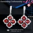 thumbnail image 5 of Classic Royal Blue CZ Big Four Leaf Flower Drop Huggie Earrings for Women Prom, 5 of 9