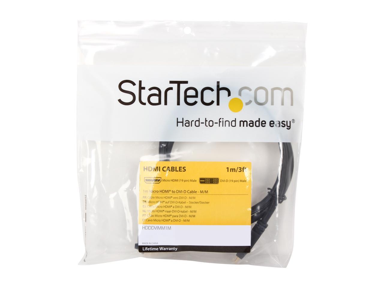 StarTech.com HDDDVIMM1M Black Micro HDMI (19 pin) Male to DVI-D (19 pin) Male to Male Cable - image 3 of 3
