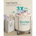 thumbnail image 2 of 50.2-Gallon (190 L) Laundry Basket with Wheels, Rolling Round Heavy-Duty Laundry Hamper Cart with Steel Frame and Removable Bag, 2 Locking Wheels, Ink Black and Metallic Silver URLS001B01, 2 of 8