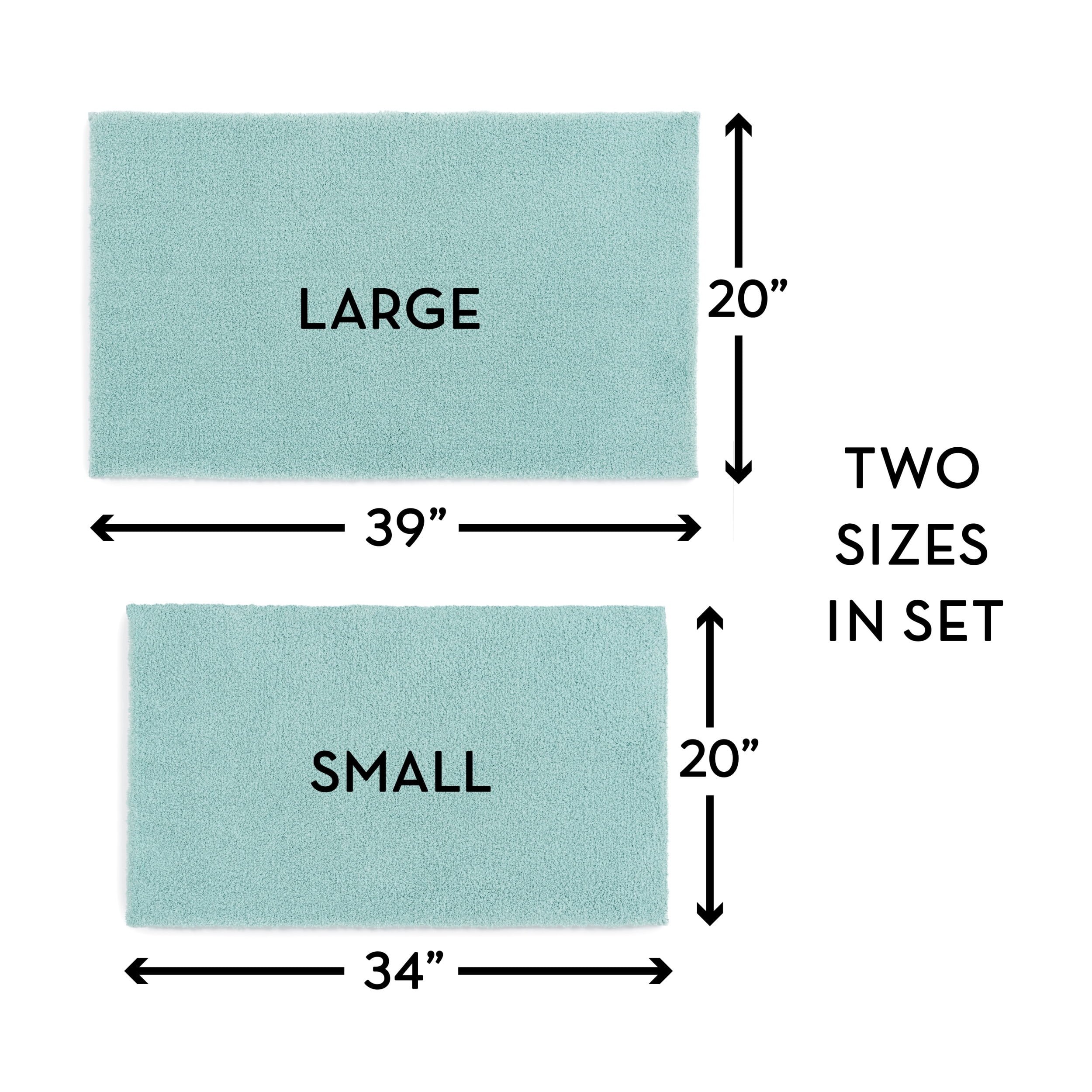 Better Homes & Gardens Ultra Soft Polyester 2 Piece Bath Rug Set , 20" x 34" and 23" x 39", Aquifer