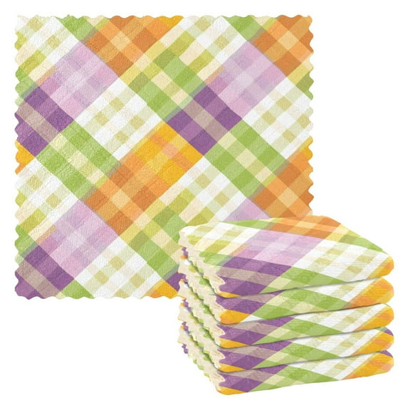 6 Packs Colorful Gingham Kitchen Dish Towels Soft Absorbent Dish Cloths 11"x11"