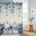 thumbnail image 4 of Shower Curtains for Bathroom, Blue Pumpkins Fall Waterproof Fabric Shower Curtain, Thanksgiving Eucalyptus Leaf Rustic Decorative Bathroom Curtain for Bathtub, 36"x72", No Hooks Included, 4 of 9