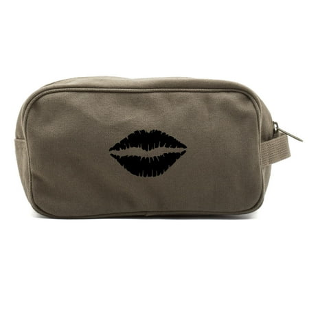 Kiss Mark Lips Canvas Shower Kit Travel Toiletry Bag
