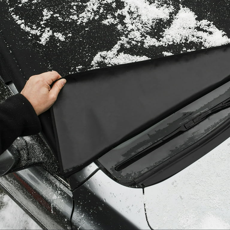 FrostGuard Plus Automotive Winter Windshield Cover Standard Size for Cars  and Smaller SUVs Shade, Black