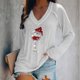 thumbnail image 2 of Camisas Navideñas Moda Mujer Casual Con Cuello en V Camiseta de Manga Larga Con Estampado Navideño Odeerbi  ODB121821, 2 of 4
