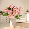 thumbnail image 3 of Artificial Silk Rose with Vase Flowers Bouquet for Wedding Home Centerpiece Table Decor, 3 of 7