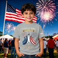 thumbnail image 2 of lnmuld Independence Day Boys "250 Years America Strong" Patriotic Graphic Short Sleeve T-Shirt Color:Grey,Size:12-13 Years, 2 of 6