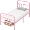 thumbnail image 2 of Topeakmart Iron Metal Platform Bed with High Headboard and Footboard, Twin, Pink, 2 of 7