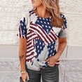 thumbnail image 3 of QLEICOM Womens 4th of July Tops Independence Day Popular American Flag Printed T-shirt Flag Printing Round Neck Print Summer Loose Fitting Tee Tops Blouses White XXL, 3 of 6