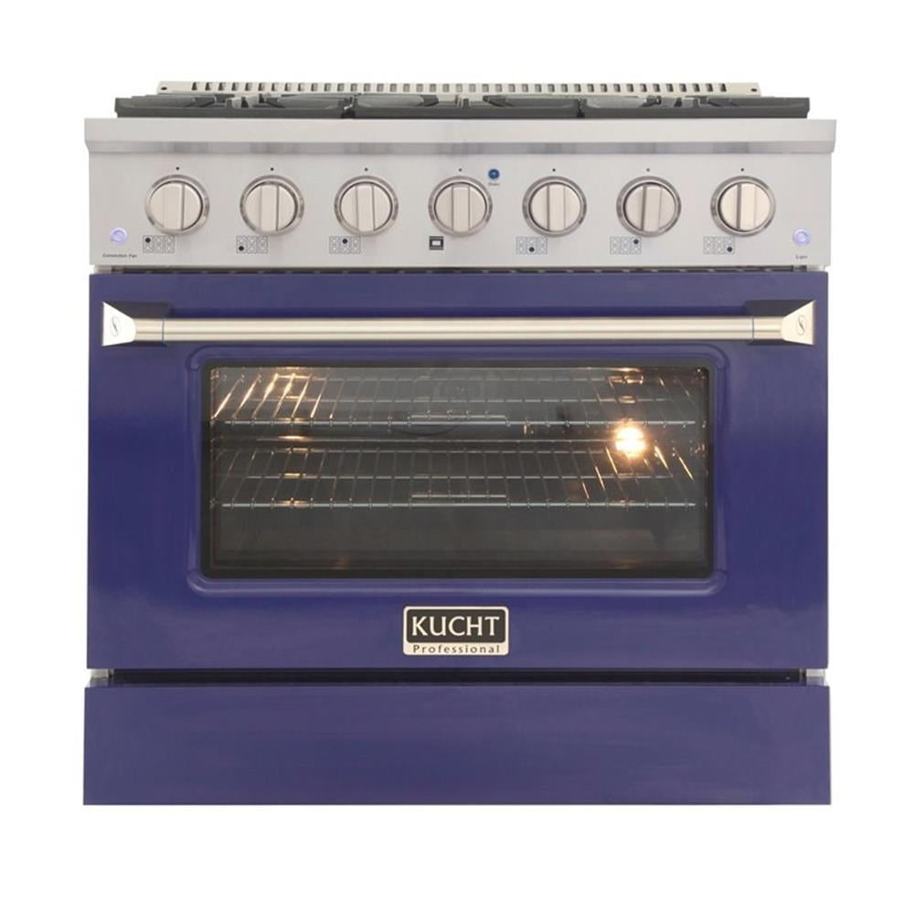 Kucht Professional 36" Stainless Steel Propane Gas Range in Blue and Silver
