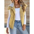 thumbnail image 5 of Women Cropped Hooded Zip Up Quilted Sleeveless Jackets Fall Light-Weight Coat with Pockets Yellow S, 5 of 8