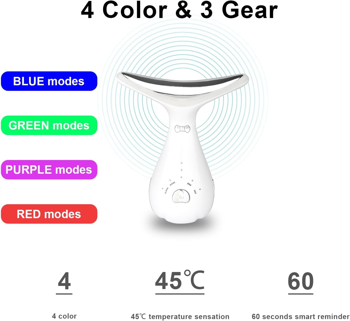 Banome Red Light Therapy for Face and Neck,Facial Wand,Wavy Chic Beauty Multifunctional Facial-Device