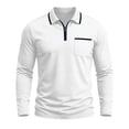 thumbnail image 3 of Busydd Quarter Zip Pullover Men Casual Solid Color Long Sleeve Shirts Trendy Comfortable Lapel Shirts for Men with Chest Pocket M, 3 of 7