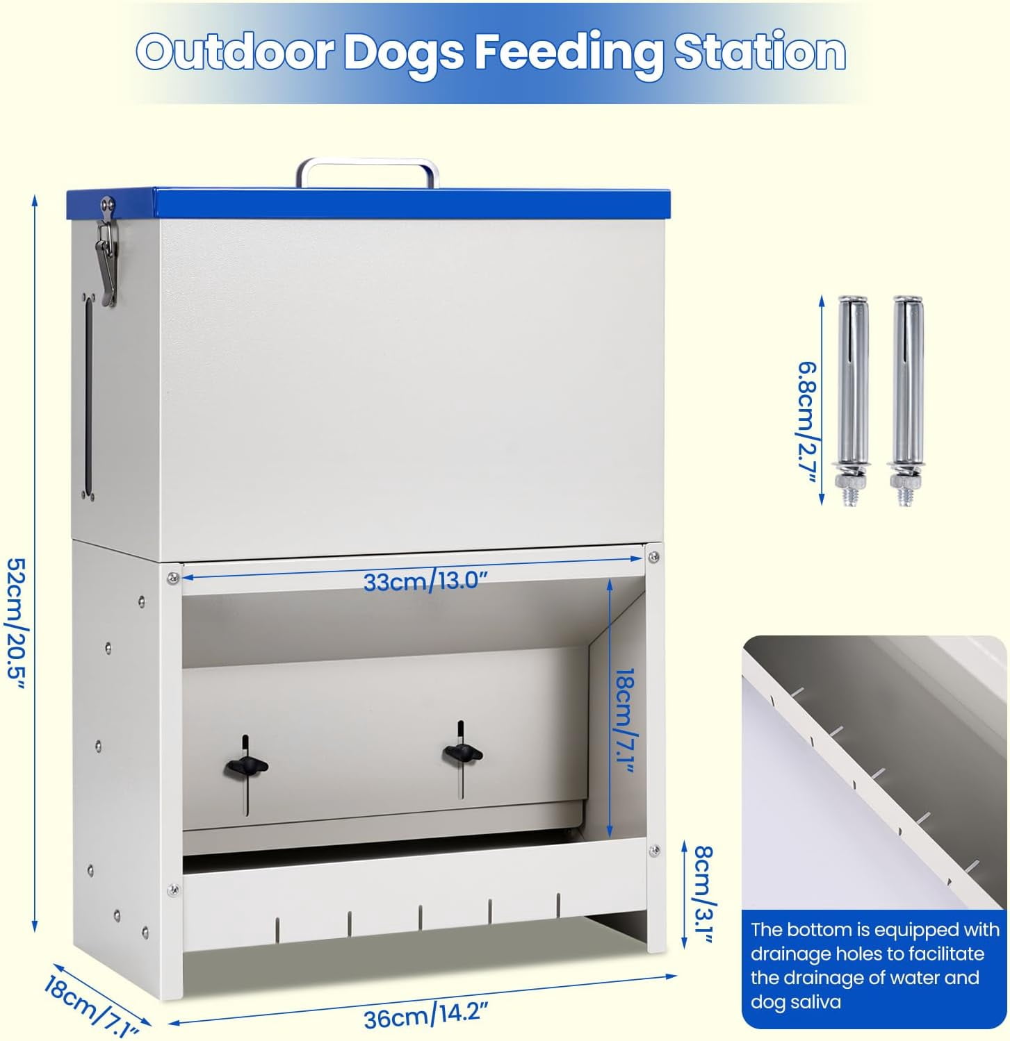 22lbs Gravity Dog Feeder - Automatic Dog Feeder Large Breed Outdoor Pet Feeding Station Auto Dry Food Dispenser for Pet Cat Dogs