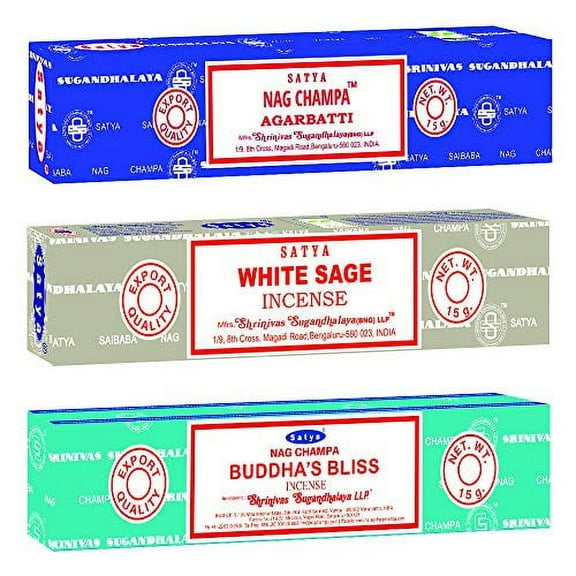 Satya 3 Packs Original Nag Champa Incense Sticks Joss Incense - Incense 15g Box (Relaxation)