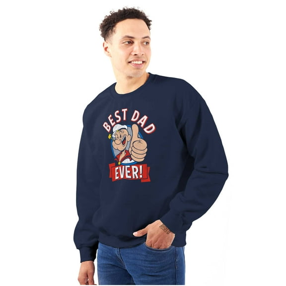 Popeye Cartoon Best Dad Ever Father Men's Crewneck Sweatshirt Brisco Brands S