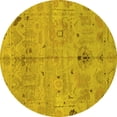 thumbnail image 1 of Ahgly Company Indoor Round Oriental Yellow Traditional Area Rugs, 8' Round, 1 of 4