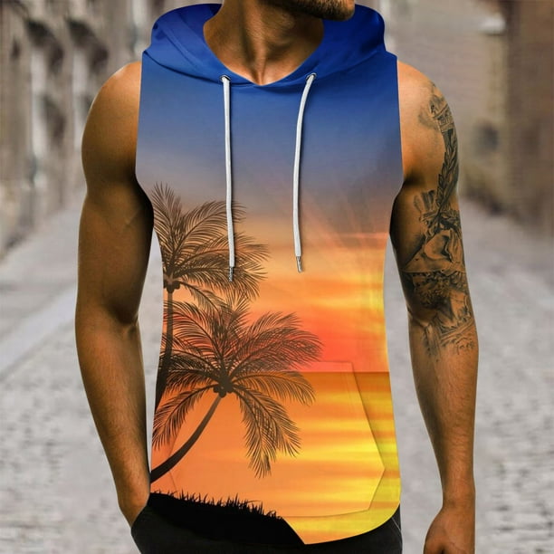 EGNMCR Tank Tops Men Clearance, Men's Independence Day Hooded Tank