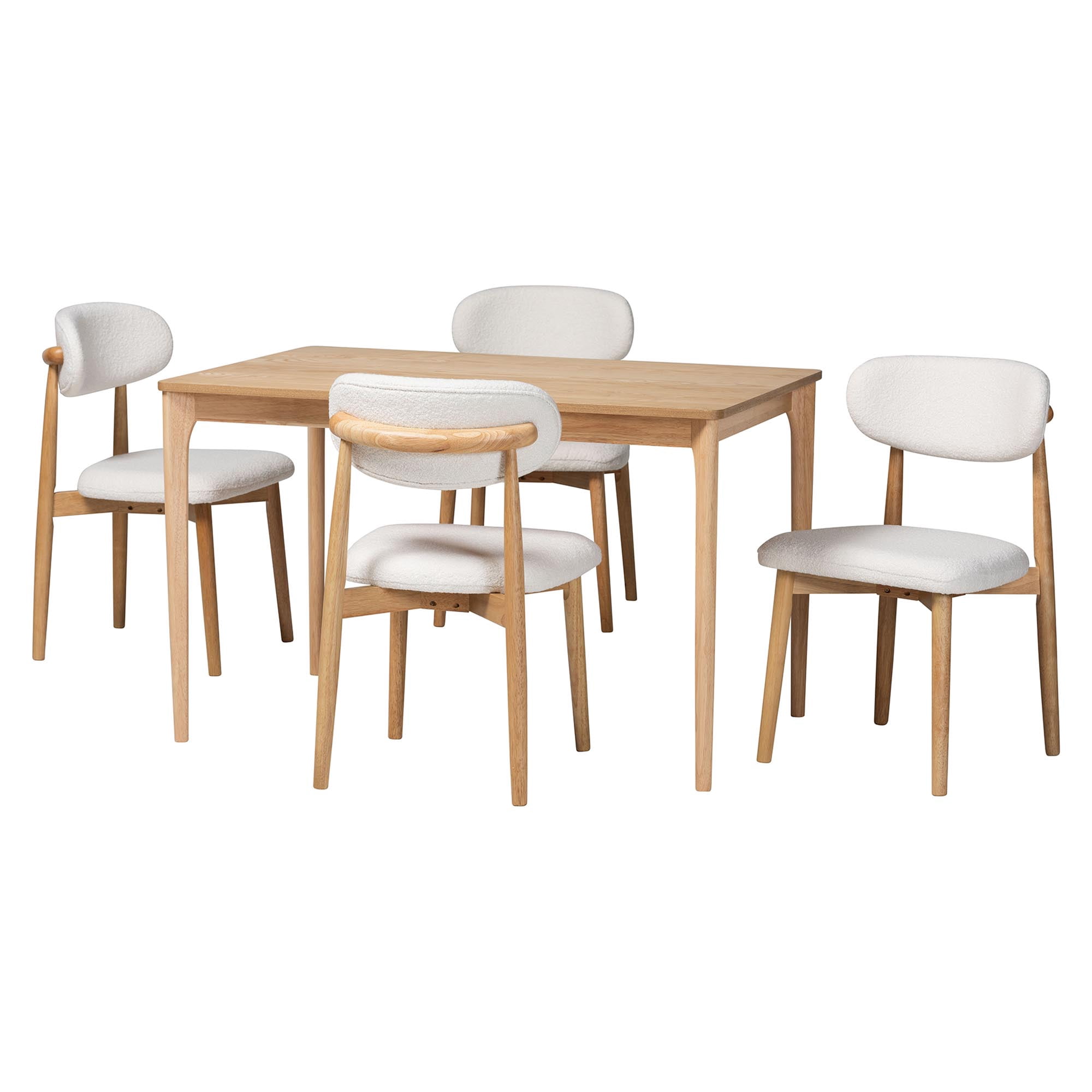 Baxton Studio Wattsu Japandi Dining Set, 5-Piece, White