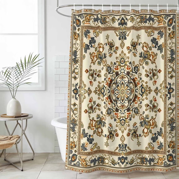 Boho Floral Waterproof Fabric Shower Curtain,Modern Abstract Ethnic Tribal Patterns Waterproof Fabric Shower Curtain for Bathroom Curtains Bathtubs Hotel Shower Curtains with 12 Hooks Small 36x72in
