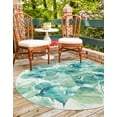 thumbnail image 3 of Unique Loom Outdoor Botanical Collection Area Rug - Beryl (10'  Round Blue Green/Light Blue), 3 of 8