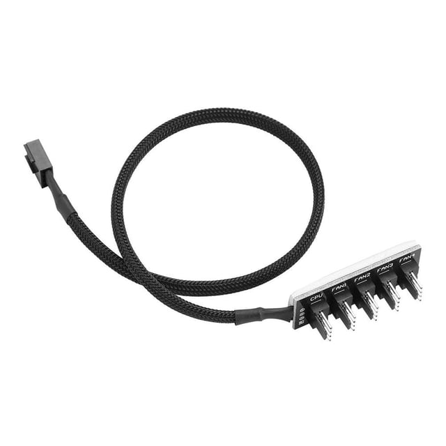 Ventilador de Refrigeración Yosoo Negro Splitter Hub Adaptador Trenzado para CPU Fans 4-Pin PWM 5-Po