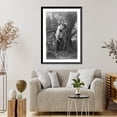 thumbnail image 4 of Historic Framed Print, Portrait of Hendrick, Mohawk chief, full length standing holding tomahawk with camp scene in background, 17-7/8" x 21-7/8", 4 of 9