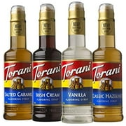 Torani Syrup, Coffeehouse Variety Pack, 4 12.7 Ounce Bottles (Vanilla, Salted Caramel, Classic Hazelnut, Irish Cream)
