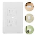 thumbnail image 1 of FONDOTIN 4Pcs White ABS Wall Plug Covers with Self Closing Automatic Sliding Design, 1 of 8