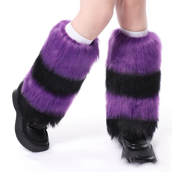 Aunavey Womens Fur Leg Warmers Winter Long Boot Cuffs Covers Sleeves Furry Fuzzy Costume