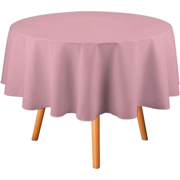 Round Table Cloth, Beige Pink Dusty Antique Rose Color Tablecloth Washable Dinng Table Covers Decorative for Kitchen & Table Linens 60" x 60"