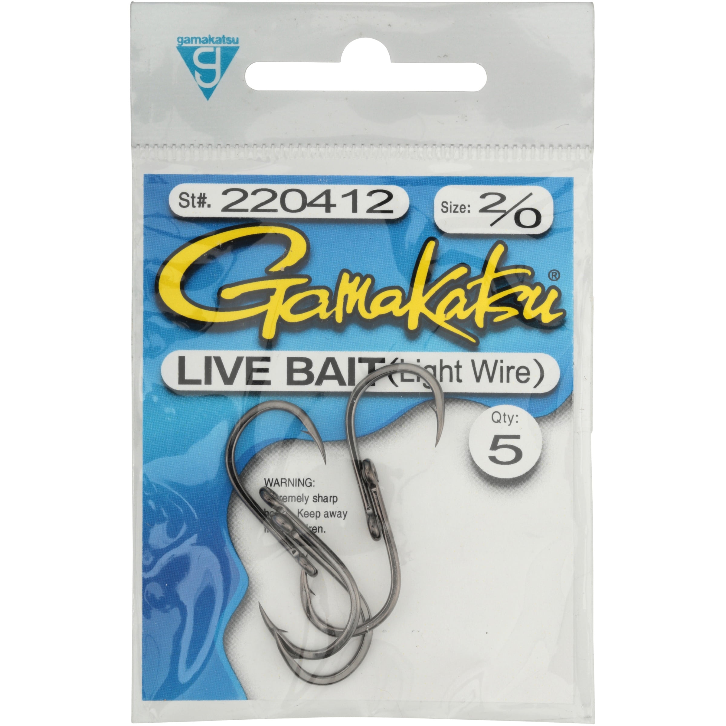 Gamakatsu Saltwater Live Bait Hook 2/0 NS Black 5-Pack Fishing Hooks